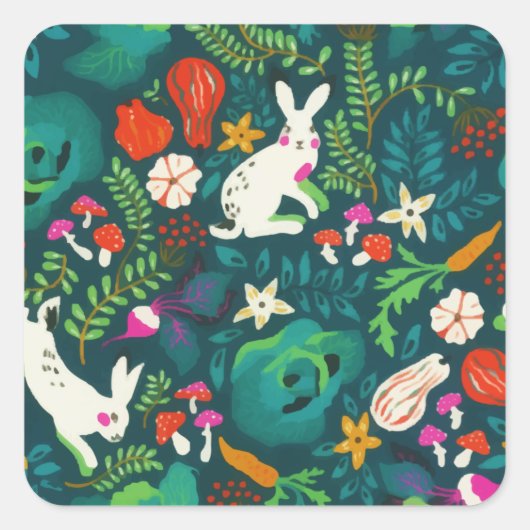 ヴィンテージ素朴グリーナリーバニーフローラ園 スクエアシール (正面)