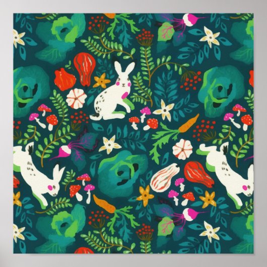 ヴィンテージ素朴グリーナリーバニーフローラ園 ポスター (正面)