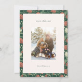 ヴィンテージ素朴グリーンフローラクリスマスファミリー写真 シーズンカード (正面)