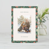 ヴィンテージ素朴グリーンフローラクリスマスファミリー写真 シーズンカード (スタンド正面)