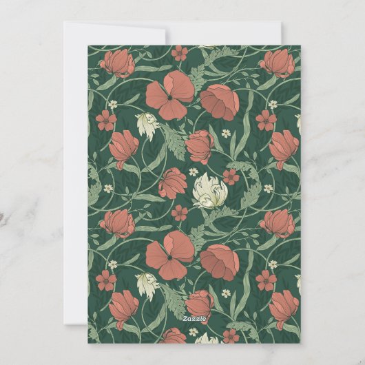 ヴィンテージ素朴グリーンフローラクリスマスファミリー写真 シーズンカード (裏面)