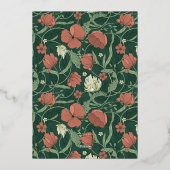 ヴィンテージ素朴グリーンフローラクリスマスファミリー写真 箔シーズンカード (裏面)