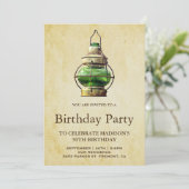 ヴィンテージ素朴グリーンランタンバースデーパーティー 招待状 (スタンド正面)
