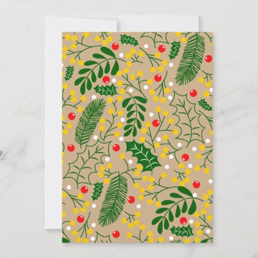 ヴィンテージ素朴グリーンリーホリーベリークリスマス シーズンカード (正面)