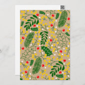 ヴィンテージ素朴グリーンリーホリーベリークリスマス シーズンカード (正面/裏面)