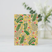 ヴィンテージ素朴グリーンリーホリーベリークリスマス 案内ポストカード (スタンド正面)