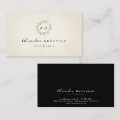 ヴィンテージ素朴グリーンリーリースブラックビジネスカード 名刺 (正面/裏面)