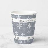 ヴィンテージ素朴グレーの雪の模様クリスマス 紙コップ (正面)