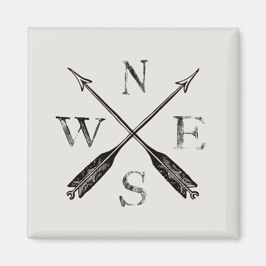 ヴィンテージ素朴コンパスノースサウスイーストウエスト マグネット (正面)