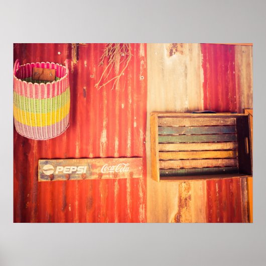 ヴィンテージ素朴サイン入りレトロ壁デコ ポスター (正面)