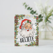 ヴィンテージ素朴サンタカントリーのクリスマスグリーティング ポストカード (スタンド正面)