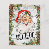 ヴィンテージ素朴サンタカントリーのクリスマスグリーティング ポストカード (正面)