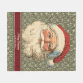 ヴィンテージ素朴サンタクリスマスブランケットプレゼント フリースブランケット (正面(横))