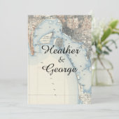 ヴィンテージ素朴サンディエゴマップ結婚式招待状 招待状 (スタンド正面)