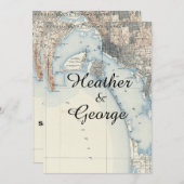 ヴィンテージ素朴サンディエゴマップ結婚式招待状 招待状 (正面/裏面)