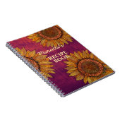 ヴィンテージ素朴サンフラワーアートパープルカスタムレシピ ノートブック (右側)