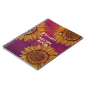 ヴィンテージ素朴サンフラワーアートパープルカスタムレシピ ノートブック (左側)