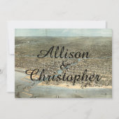 ヴィンテージ素朴シカゴマップ結婚式招待状 招待状 (正面)