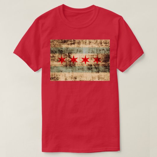 ヴィンテージ素朴シカゴ国旗 Tシャツ (デザイン正面)