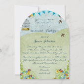 ヴィンテージ素朴シックブライダルシャワーバードケージバンティング 招待状 (正面)