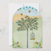 ヴィンテージ素朴シックブライダルシャワーバードケージバンティング 招待状 (裏面)