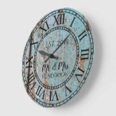 ヴィンテージ素朴シャビーシック動揺してアンティークウッド ラージ壁時計 (傾斜)