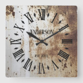 ヴィンテージ素朴シャビーシック動揺してアンティーク スクエア壁時計 (正面)