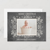 ヴィンテージ素朴シャルボードフォトメリークリスマス シーズンポストカード (正面/裏面)