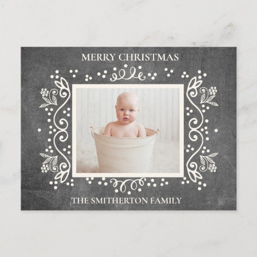ヴィンテージ素朴シャルボードフォトメリークリスマス シーズンポストカード (正面)