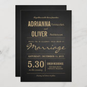 ヴィンテージ素朴シャルボ結婚ードスクリプト 招待状 (正面/裏面)