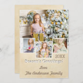 ヴィンテージ素朴シンプル金ゴールドコラージュ写真 シーズンカード (正面/裏面)