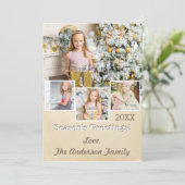 ヴィンテージ素朴シンプル金ゴールドコラージュ写真 シーズンカード (スタンド正面)