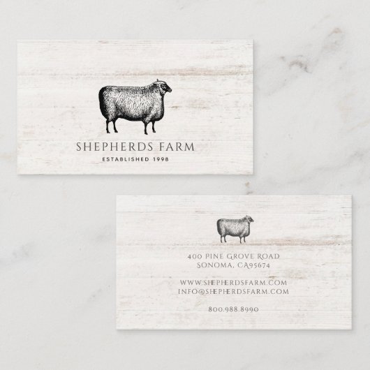 ヴィンテージ素朴シープバーンウッドファーム 名刺 (正面/裏面)