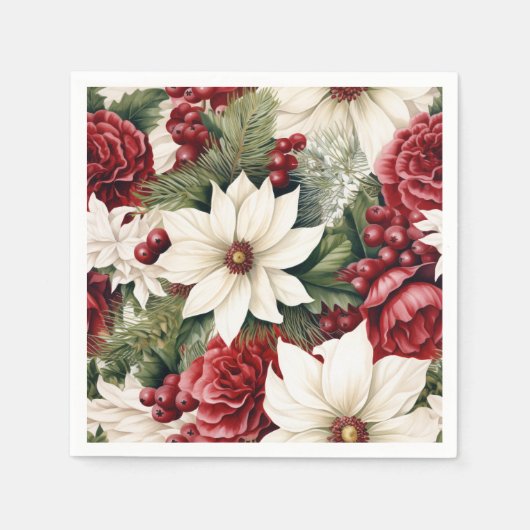 ヴィンテージ素朴スの花離れのパターン スタンダードカクテルナプキン (正面)