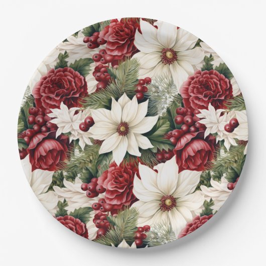 ヴィンテージ素朴スの花離れのパターン ペーパープレート (正面)