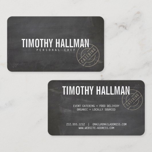 ヴィンテージ素朴スはっきりしたスタンプ付きロゴChalkboard II 名刺 (正面/裏面)