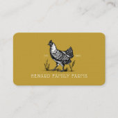 ヴィンテージ素朴スケッチファームヘンマスタード金ゴールド黄 名刺 (正面)