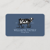 ヴィンテージ素朴スケッチファーム乳牛ほこりっぽい青 名刺 (正面)