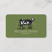 ヴィンテージ素朴スケッチファーム乳牛オリーブ緑 名刺 (正面)