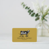 ヴィンテージ素朴スケッチファーム乳牛ゴールデンイエロー 名刺 (スタンド正面)