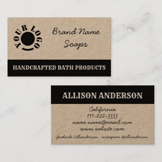 ヴィンテージ素朴スタイルロゴテンプレート手作りクラフト 名刺 (正面/裏面)