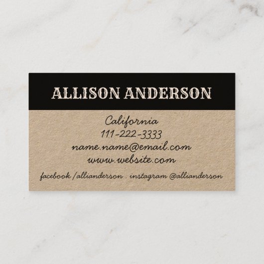 ヴィンテージ素朴スタイルロゴテンプレート手作りクラフト 名刺 (裏面)