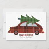 ヴィンテージ素朴スタイル車クリスマスフォトフラット シーズンカード (正面)