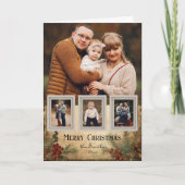 ヴィンテージ素朴スタイル4写真クリスマスフローラ シーズンカード (正面)