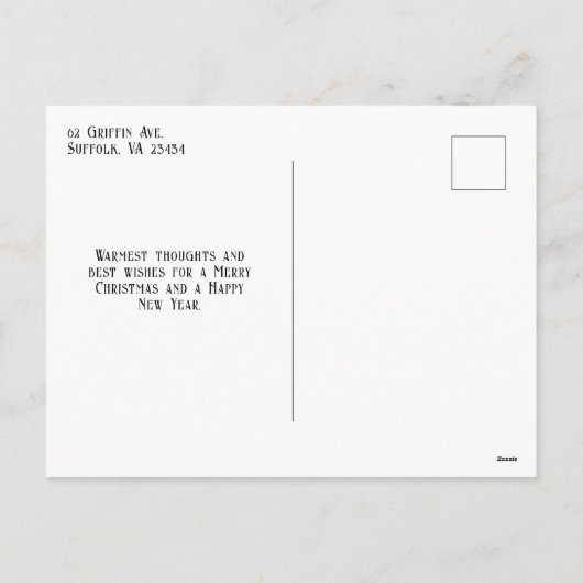 ヴィンテージ素朴スタイル4写真クリスマスフローラ シーズンポストカード (裏面)