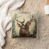 ヴィンテージ素朴スタグクリスマスデコーパーソナライズされたル クッション (ブランケット)