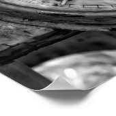 ヴィンテージ素朴ステーションの白黒の時計 ポスター (角)