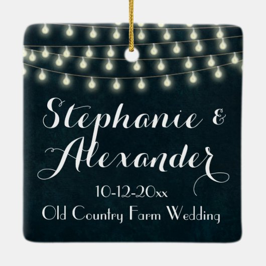 ヴィンテージ素朴ストリングラ結婚イトのキープス セラミックオーナメント (裏面)