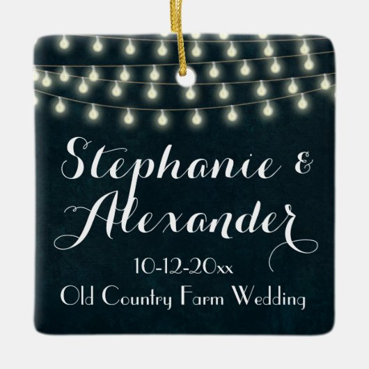 ヴィンテージ素朴ストリングラ結婚イトのキープス セラミックオーナメント (正面)