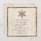 ヴィンテージ素朴スノーフレーク結婚式招待状 招待状 (正面/裏面)